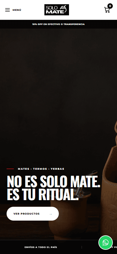 Tienda online SOLO MATE en su versión móvil